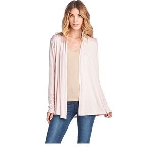 Soft Bamboo Pale Pink Open Front L Sleeve Cardigan